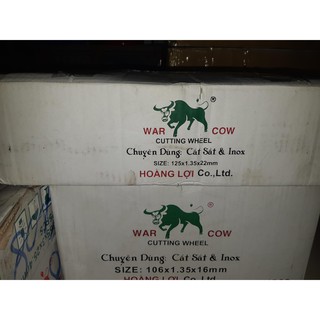 Hộp 50 viên đá cắt 1 tấc 2 hiệu "war cow" chất lượng chuyên cắt thép, inox