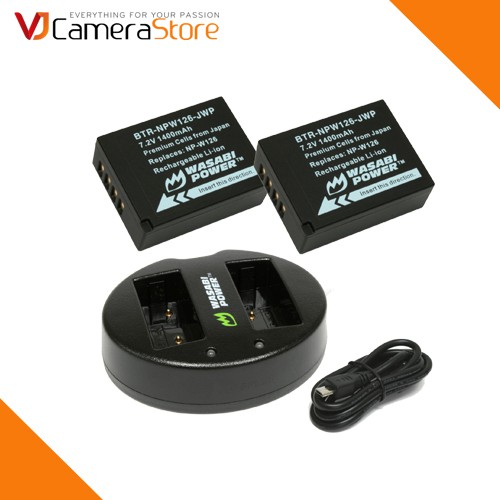 Bộ 2 pin và sạc đôi Wasabi NPW126 cho Fujifilm X-A1, X-A2, X-A3, X-A10, X-E1, X-E2, X-E2s, X-M1, X-Pro1, X-Pro 2, X-T1