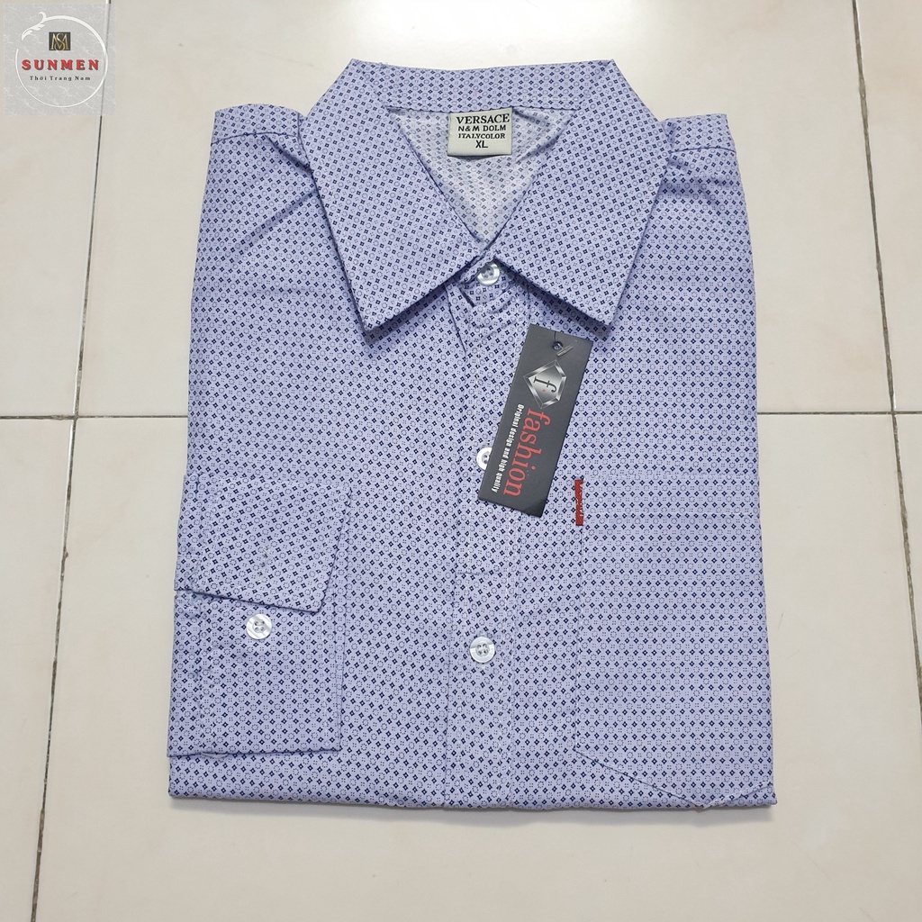 [HCM] Áo Sơ Mi Nam Trung Niên Tay Dài Họa Tiết Bông Đẹp SUNMEN Size Từ 50-85kg