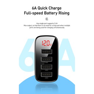Sạc Baseus 4 USB 30W Mirror Lake Digital -CCJMHB