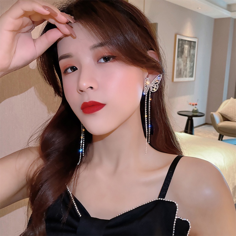 Bông Tai Hình Bướm Đính Đá Lấp Lánh Thời Trang Hàn Quốc