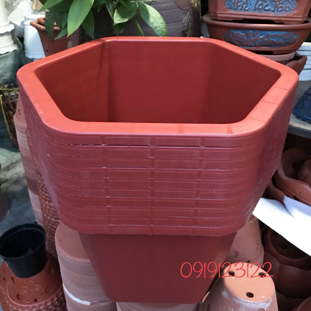 10 chậu nhựa lục giá FAB480 KT36*25cm trồng cây và hoa hồng