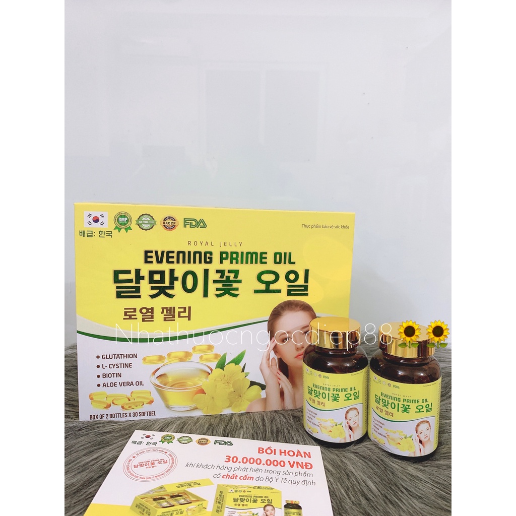 Viên uống ROYAL JELLY Evening Prime Oil giúp đẹp da chống lão hóa (Hộp 2 lọ x 30 viên )