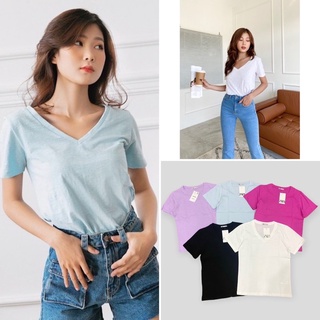 Áo thun basic V cổ Tim zara cotton sượt organic