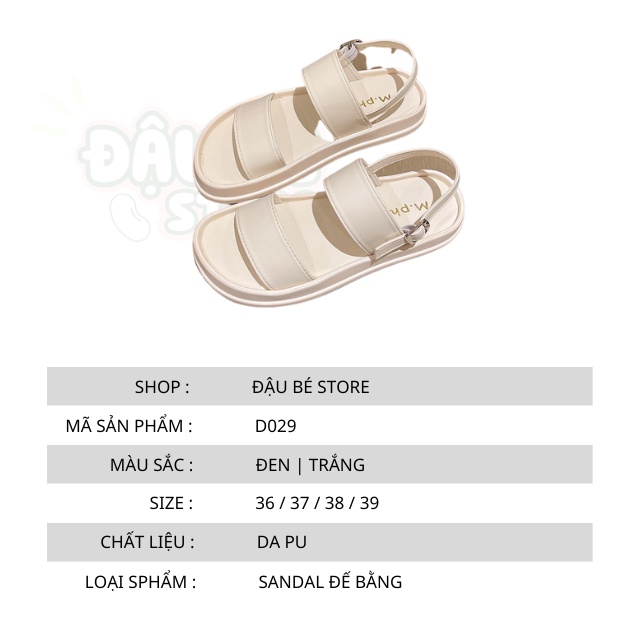 Sandal Nữ Quai Ngang Đế Bằng Màu Trơn Thời Trang Hàn Quốc - Dép Xăng Đan Quai Hậu Nữ Đẹp Da Pu Đế 3 Phân - DAUBE - D029