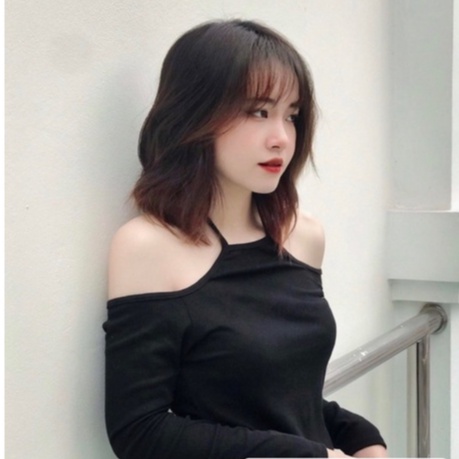 Áo yếm nữ dài tay buộc day cổ vải thun tăm form ôm co giãn tôn dáng Bingshop