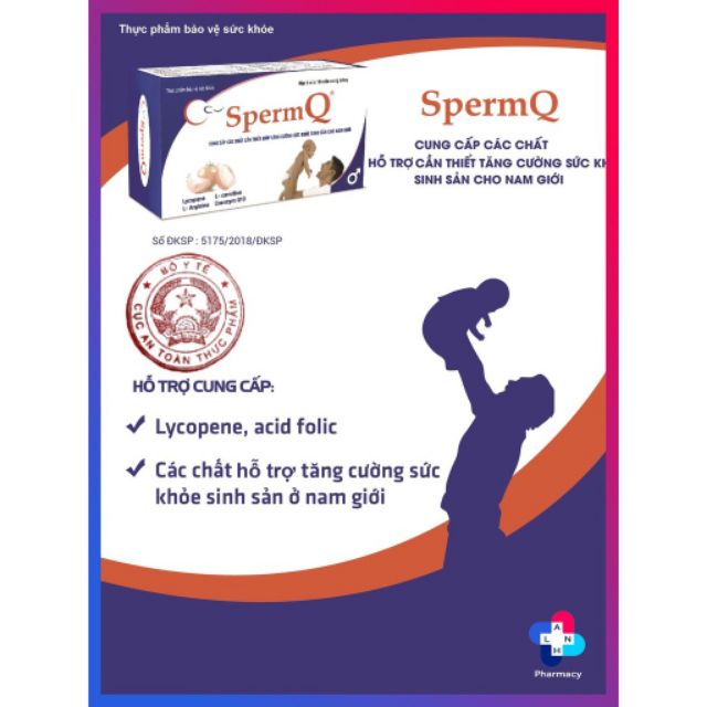 SpermQ hộp 60 viên chính hãng _ tặng kèm chế độ ăn uống và tập luyện  hỗ trợ giúp tăng khả năng hấp thu thuốc