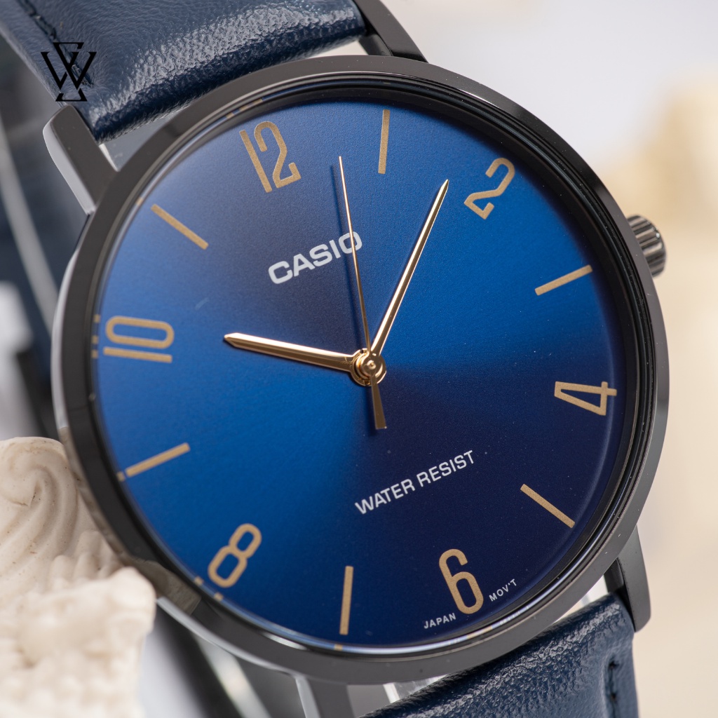 Đồng Hồ Quartz Nam Casio WATCHSTORE MTP-VT01BL-2BUDF Thiết Kế Kính Khoáng 40mm, Dây Đeo Da Và Vỏ Thép Không Gỉ