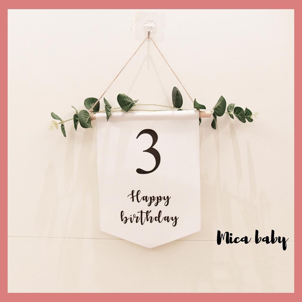 Cờ treo trang trí tiệc sinh nhật cho bé Mica baby