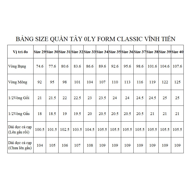 Quần Tây Nam 0ly Classic Vĩnh Tiến 369 - Nhiều Màu