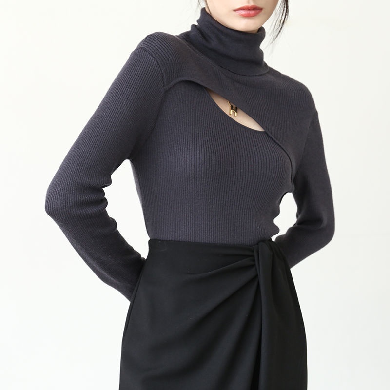 Áo sweater cổ lọ tay dài chất liệu mềm mại phong cách Hàn Quốc thời trang trẻ trung cho nữ