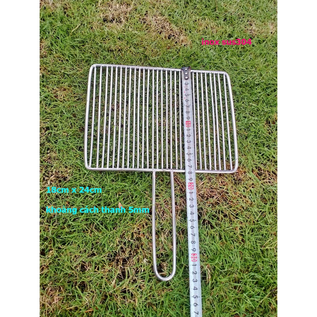 Vỉ nướng inox sus304 cao cấp - hoàn ngay 200% nếu bị gỉ sét - kích thước 18cm x 24cm loại dày, khoảng cách thanh 5mm