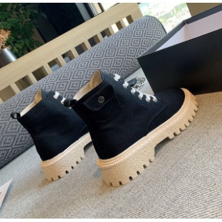 Giày bốt martin vải bạt cột dây đế dày Anh Quốc thời trang hè thoải mái dễ phối đồ thích hợp cho nữ 2022