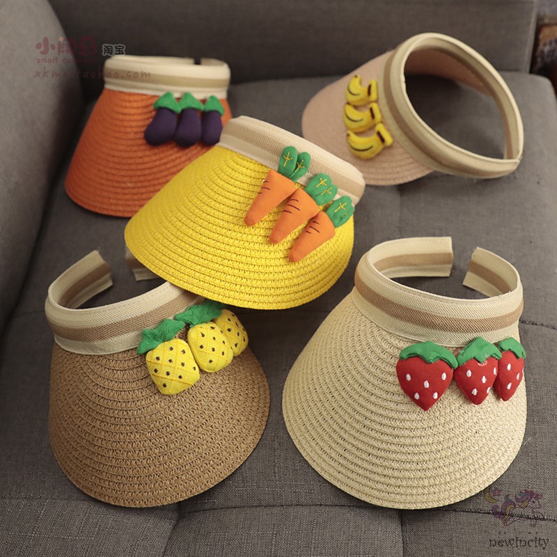 Mũ Lưỡi Trai Kiểu Hở Nửa Đầu Họa Tiết Trái Cây Hoạt Hình Phong Cách Hàn Quốc Thoải Mái Cho Bé