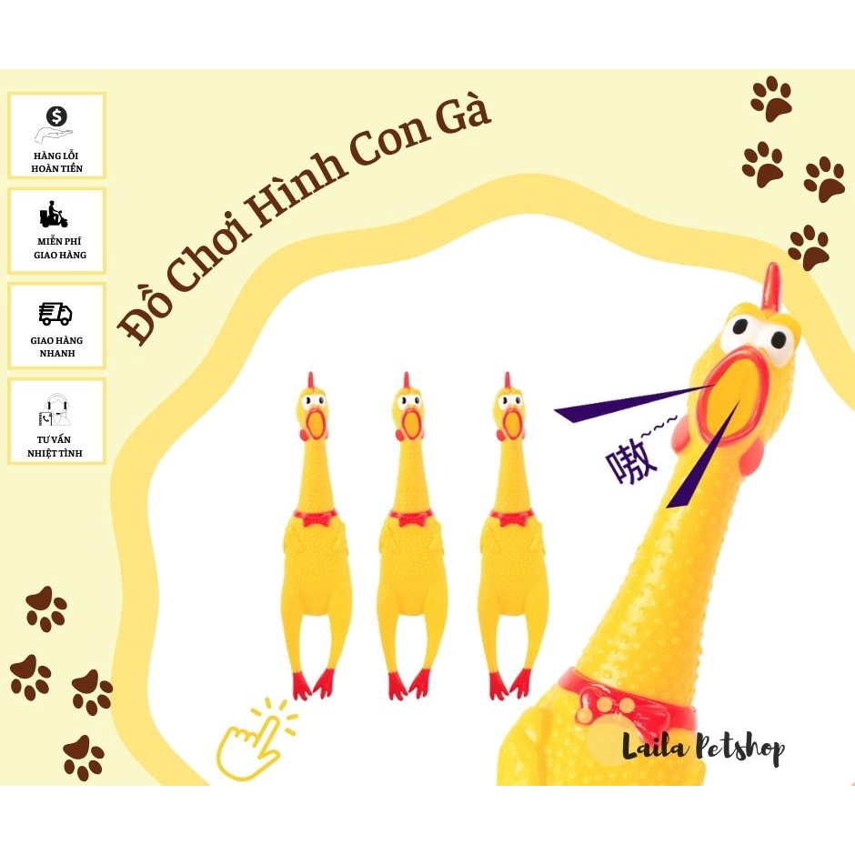 Đồ chơi cho chó mèo cưng hình con gà phát ra tiếng kêu Giúp thú cưng thư giãn sảng khoái - Laila Petshop