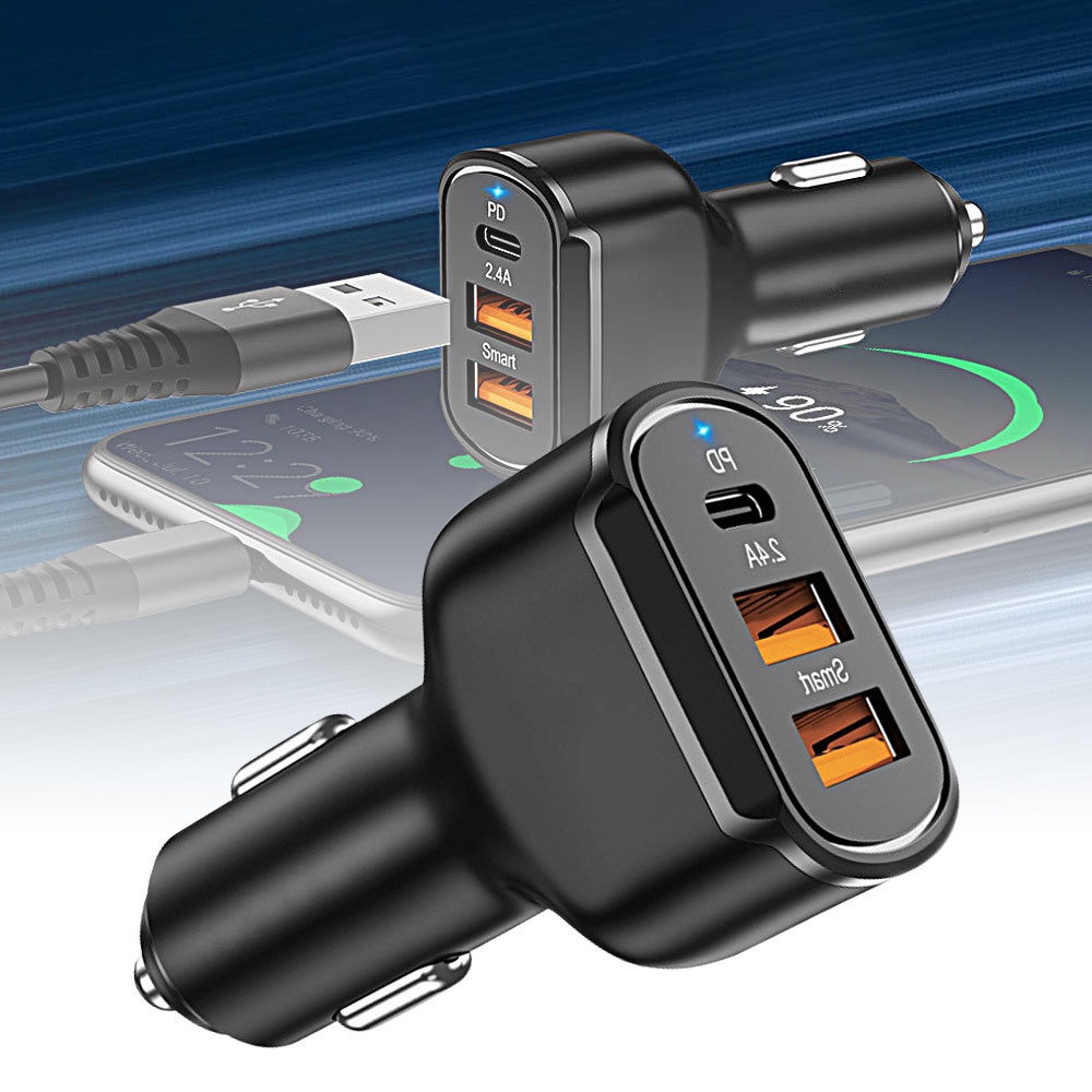 Củ sạc trên ô tô cổng USB PD 30W Type-C cho iPhone 13 12 11 Pro Max