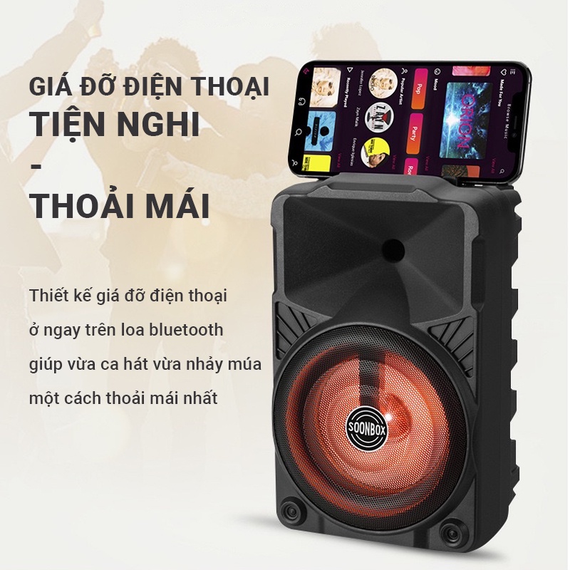 Loa Karaoke Bluetooth Cát Thái - S4, kết nối hai loa TWS, âm thanh Hifi mạnh mẽ, kèm giá đỡ điện thoại tiện lợi - S4