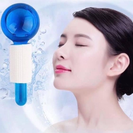 Qủa cầu masage mặt, thanh lăn đá lạnh se khít lỗ chân lông hộp 2 quả
