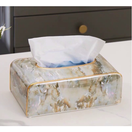 Hộp đựng giấy ăn màu vân đá. hộp giấy sứ vân đá