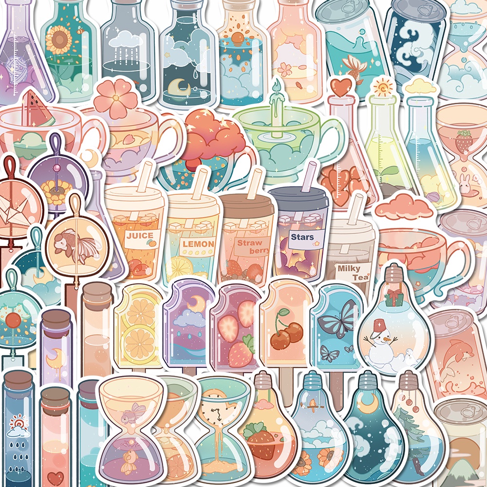 Bộ 50 Miếng Dán Trang Trí Laptop / Điện Thoại Chống Thấm Nước Họa Tiết Hoạt Hình Dễ Thương