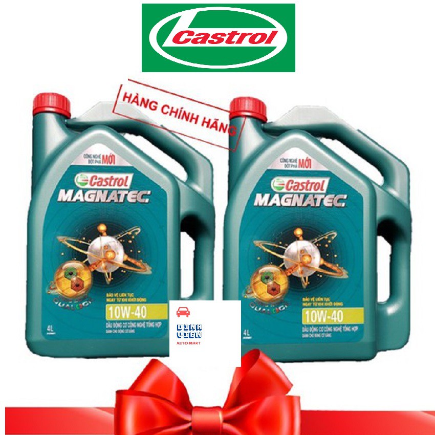 Dầu nhớt { Castrol } Tổng hợp cao cấp dành cho xe ô tô . Castrol Magnatec công nghệ Dualock 10W40 Loại 4 lít