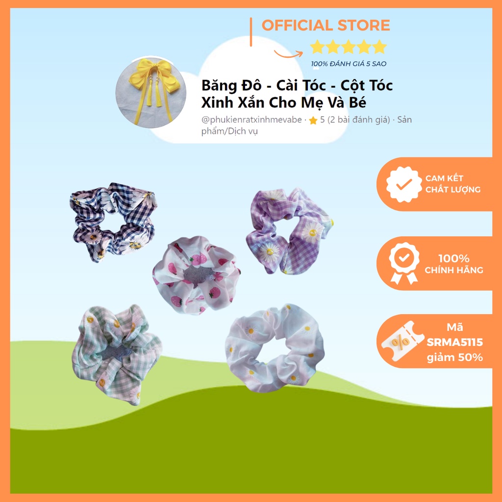 [Theo dõi shop giảm 50% đơn tối thiểu 29k] Cột Tóc Vải Họa Tiết Xinh Xắn (Srunchies)