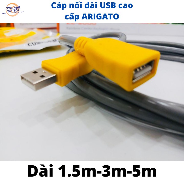 Cáp Nôi Dài USB Cao Cấp ARIGATO Loại 1.5M/3M/5M-Với 1 Đầu Âm và 1 Đầu Dương Dùng Nối Dài Cổng USB