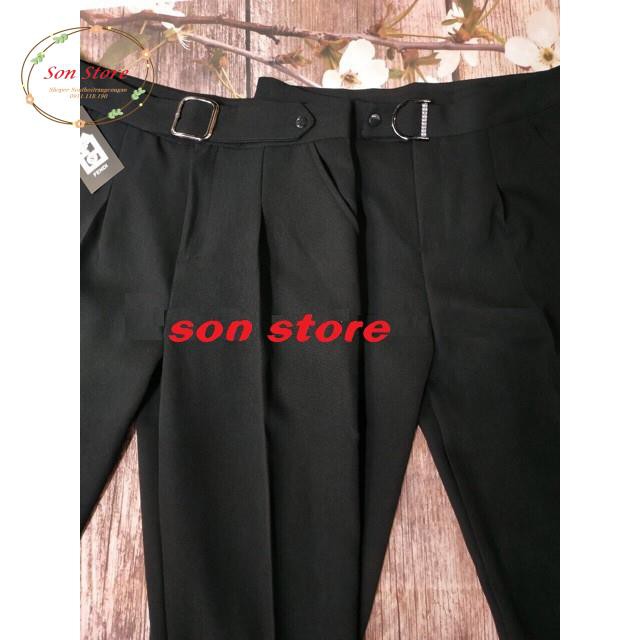 Quần baggy công sở cạp cao phối đai kim loại loại đẹp | BigBuy360 - bigbuy360.vn