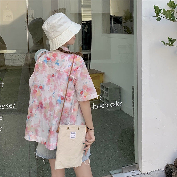 Áo Sơ Mi Tay Ngắn Họa Tiết Hoa Dáng Rộng Phong Cách Hong Kong Cổ Điển Thiết Kế Mới Cho Nữ