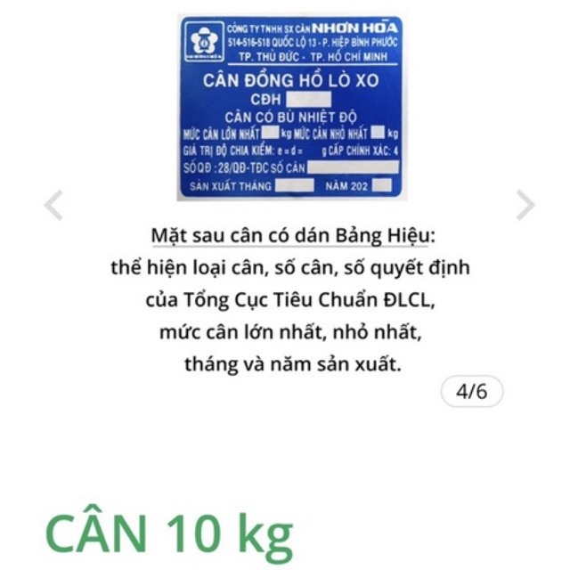 CÂN 10 KG Nhơn Hoà_ Hàng CTY.