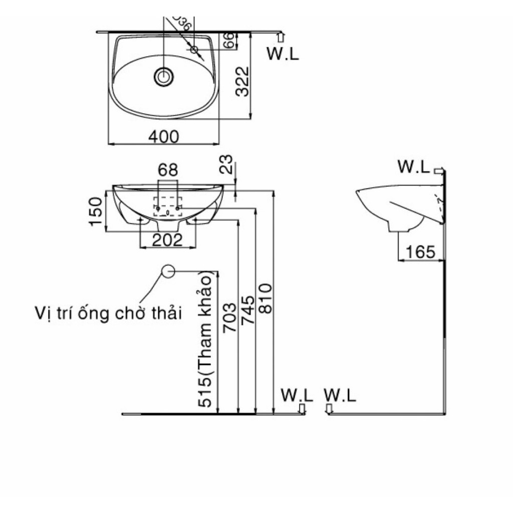 Chậu Rửa Lavabo Inax L-280V Treo Tường Cỡ Nhỏ, Bảo Hành Chính Hãng 02 năm