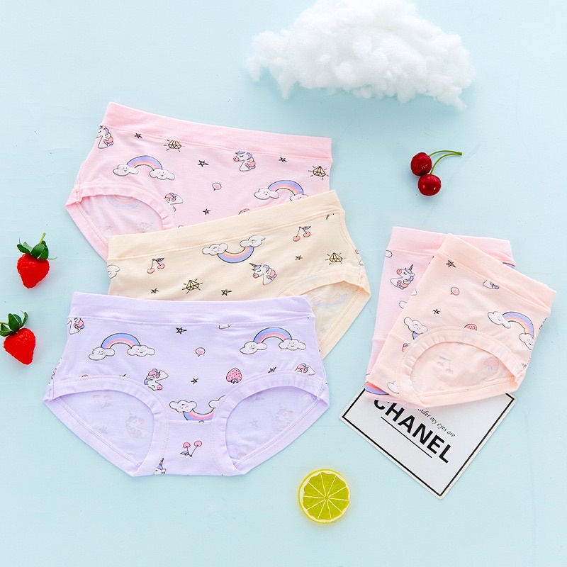 Bộ 2 Quần lót bé gái dạng tam giác cao cấp - quần lót trẻ em Cotton kháng khuẩn ngừa viêm nhiễm 15 - 40kg