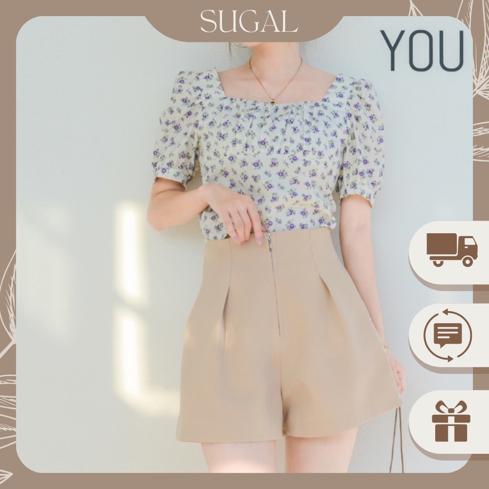 Quần Short Nữ Lưng Cao Xếp Ly Chất Vitex Cao Cấp Phối Khóa Sugal SHORT NU 005