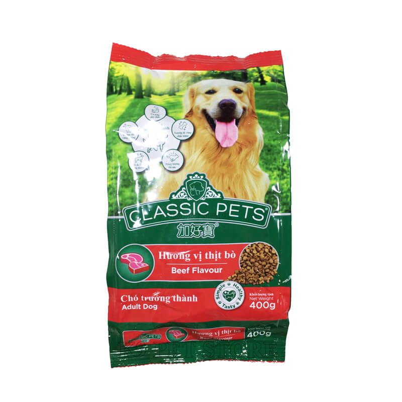 HẠT CLASSIC PETS CHO GIỐNG CHÓ LỚN TRƯỞNG THÀNH VỊ THỊT BÒ BỊCH 400G