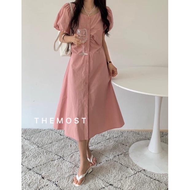 Váy Maxi Dúm Hồng Pastel