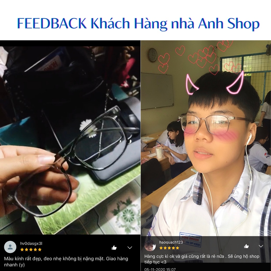 Gọng kính vuông nam nữ chất liệu nhựa dẻo bền khó gãy nhận cắt cận viễn loạn 2333