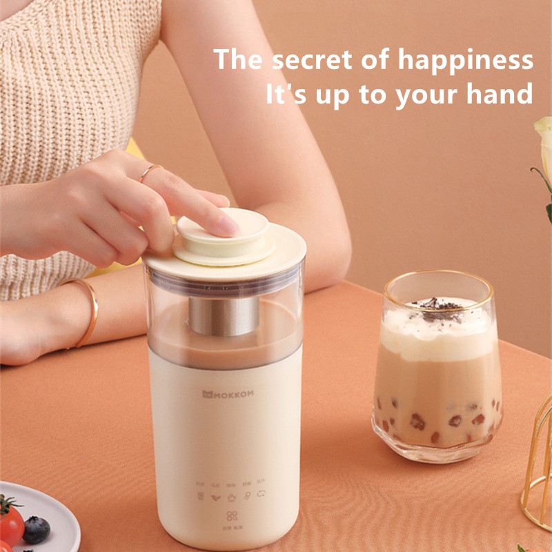Máy Làm Trà Sữa Mokkom Milk Frother Machine Portable Multifunction Milk Tea Maker Coffee Mixing Mug Electric Self Stirring Cup Heater