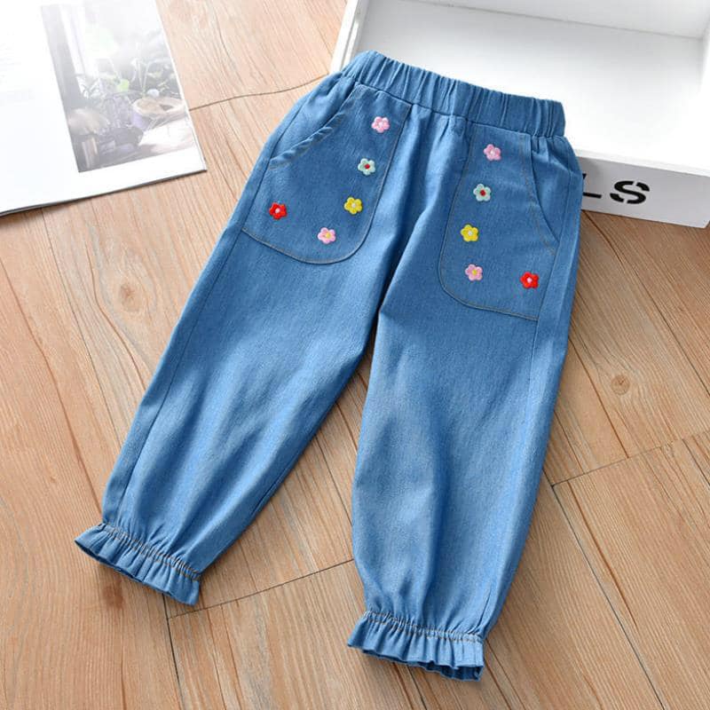 Quần Jeans Bé Gái Lưng Thun, Ống Túm Cho Bé Size Từ 11-30Kg