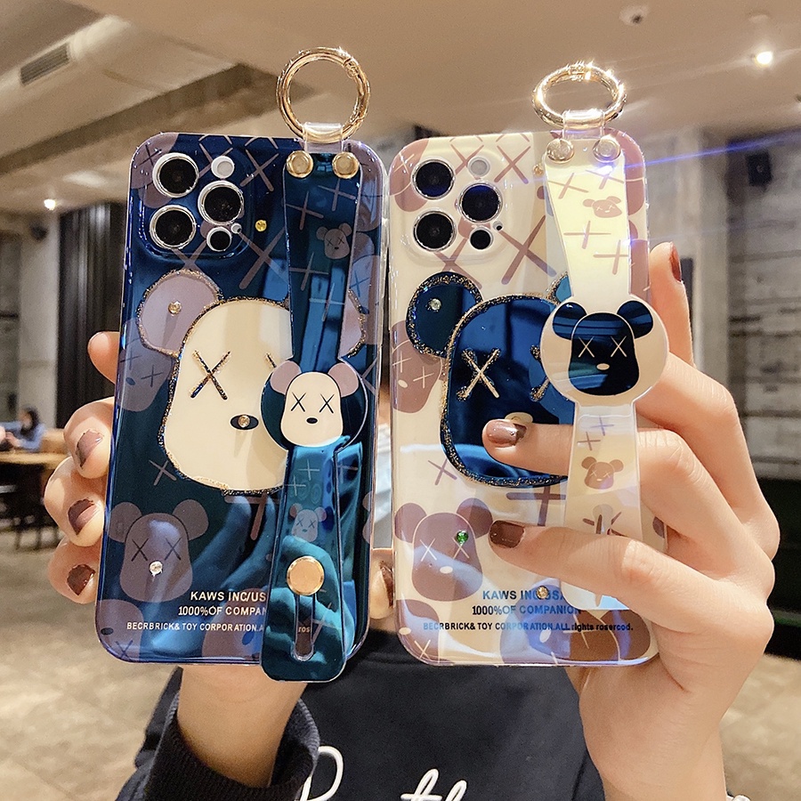 Ốp Điện Thoại TPU Mềm Họa Tiết Hoạt Hình Đính Đá Lấp Lánh Có Dây Đeo Cho iPhone 14 Pro Max 13 Pro Max