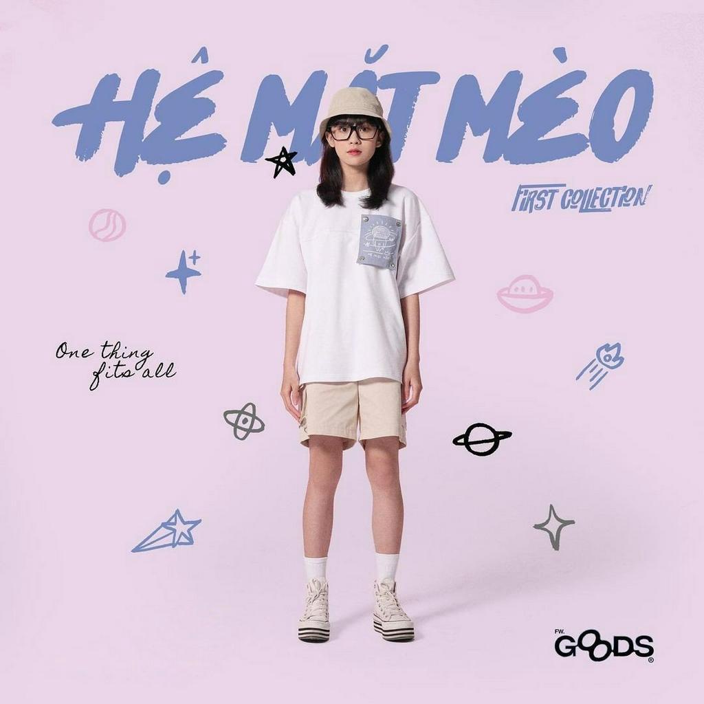 FW.GOODS - Shorts Hệ Mặt Mèo Cream - Quần sọt Kaki form ngắn trên gối