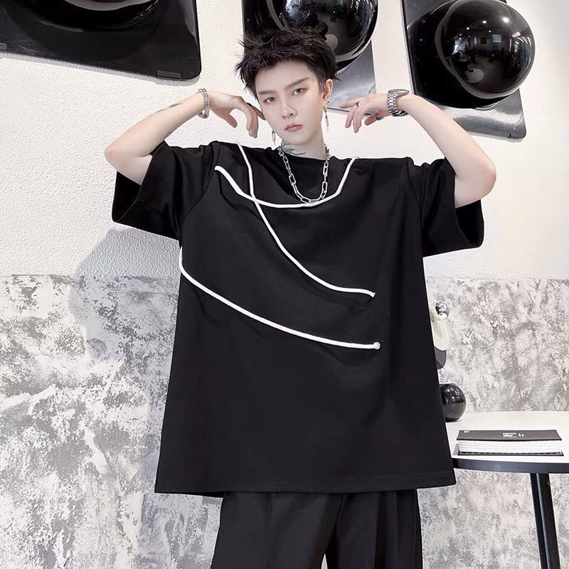 ⚡⚡⚡Áo Thun Đen Phối Dây Giành Cho Cả Nam Và Nữ- Tee Black Unisex-black t-shirt with straps✅ Siêu Thoáng Mát