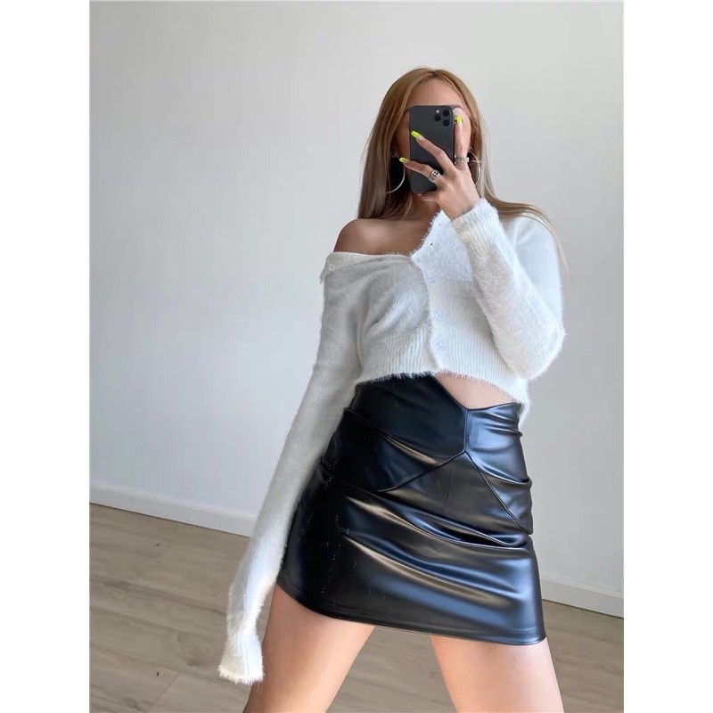 Áo len lông tay dài cài nút, cardigan croptop len lông | BigBuy360 - bigbuy360.vn