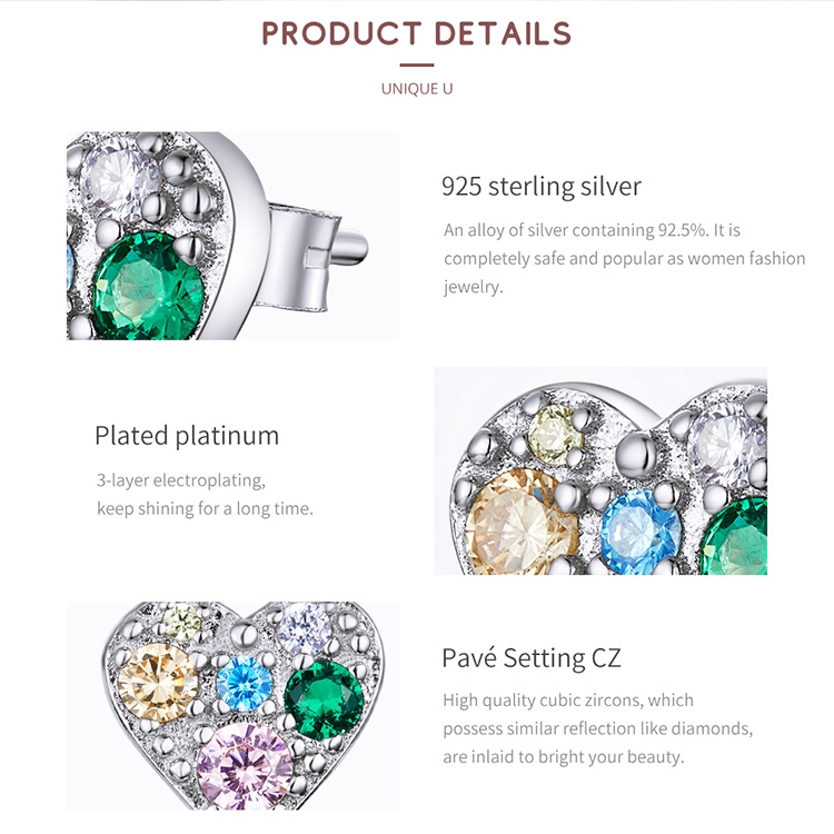 Bông Tai Bamoer Bạc 925 Hình Trái Tim Dành Cho Nữ