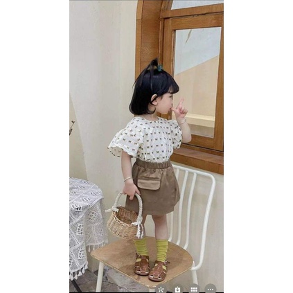 Sét áo đũi quần đùi giả váy bé gái, sét bộ cho bé