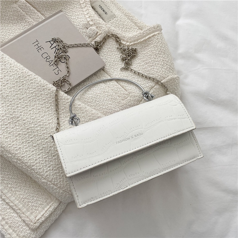 Túi Xách Đeo Vai Hình Vuông Cỡ Nhỏ Phối Dây Đeo Sợi Xích Thời Trang Cho Nữ