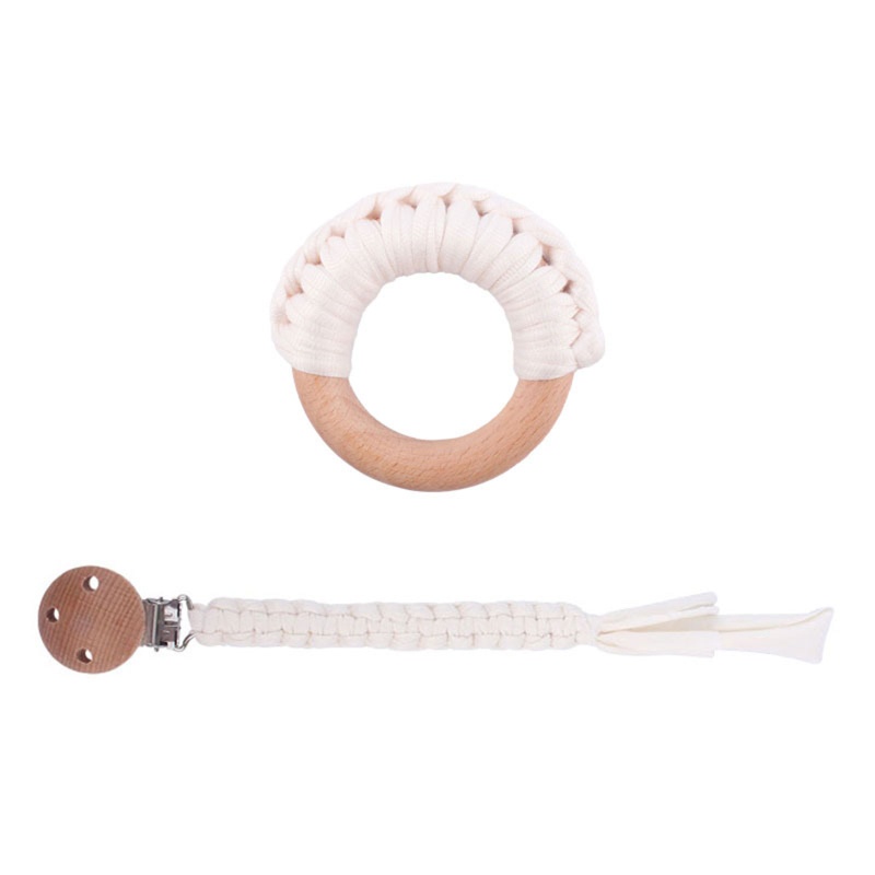 Set 2 Vòng Kẹp Núm Ti Giả Bện Dây Xích Cho Bé Sơ Sinh Mọc Răng