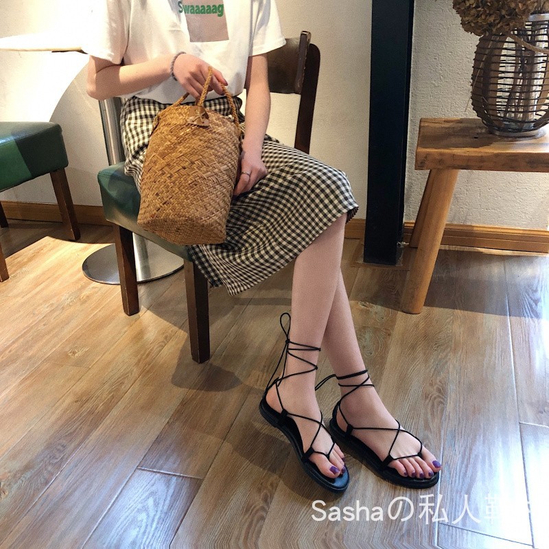 dép sandal buộc dây dây chéo phong cách boho