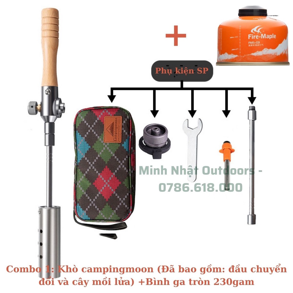 Khò ga mini cầm tay Campingmoon MT-3955 Tặng kèm đầu chuyển đổi, công suất lớn có thể nối dài thân khò