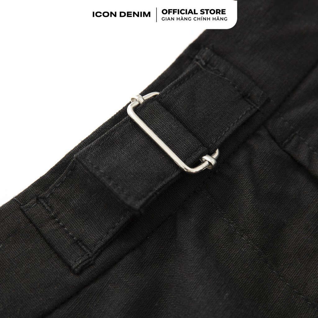 Quần Short Tây Nam ICON DENIM Vải Linen Lưng Tab Móc Khóa