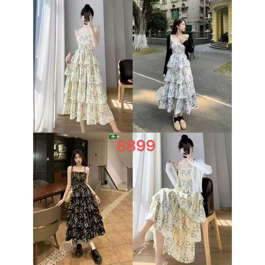Váy 2 dây tầng midi đi biển cực xinh Hàng QC freesize